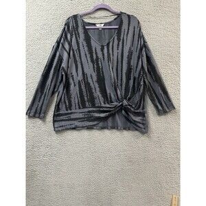 Terra & Sky Shirt Womens 1X Tie Dye Blouse Super Soft Long Sleeves Knotted Hem